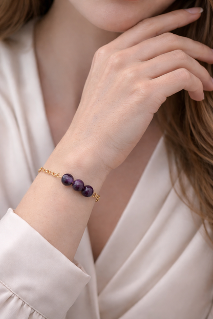Pulsera Ojo de Tigre Morado - Intucición