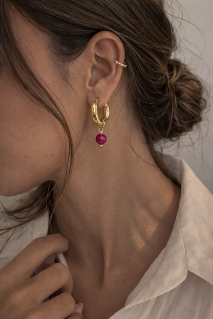 Pendientes Ojo de Tigre Fucsia - Empoderamiento