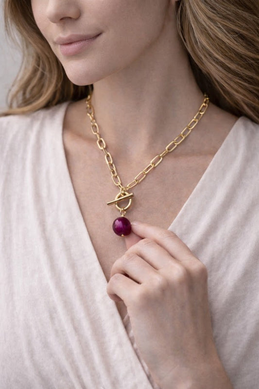 Colgante Ojo de Tigre Magenta - Coraje