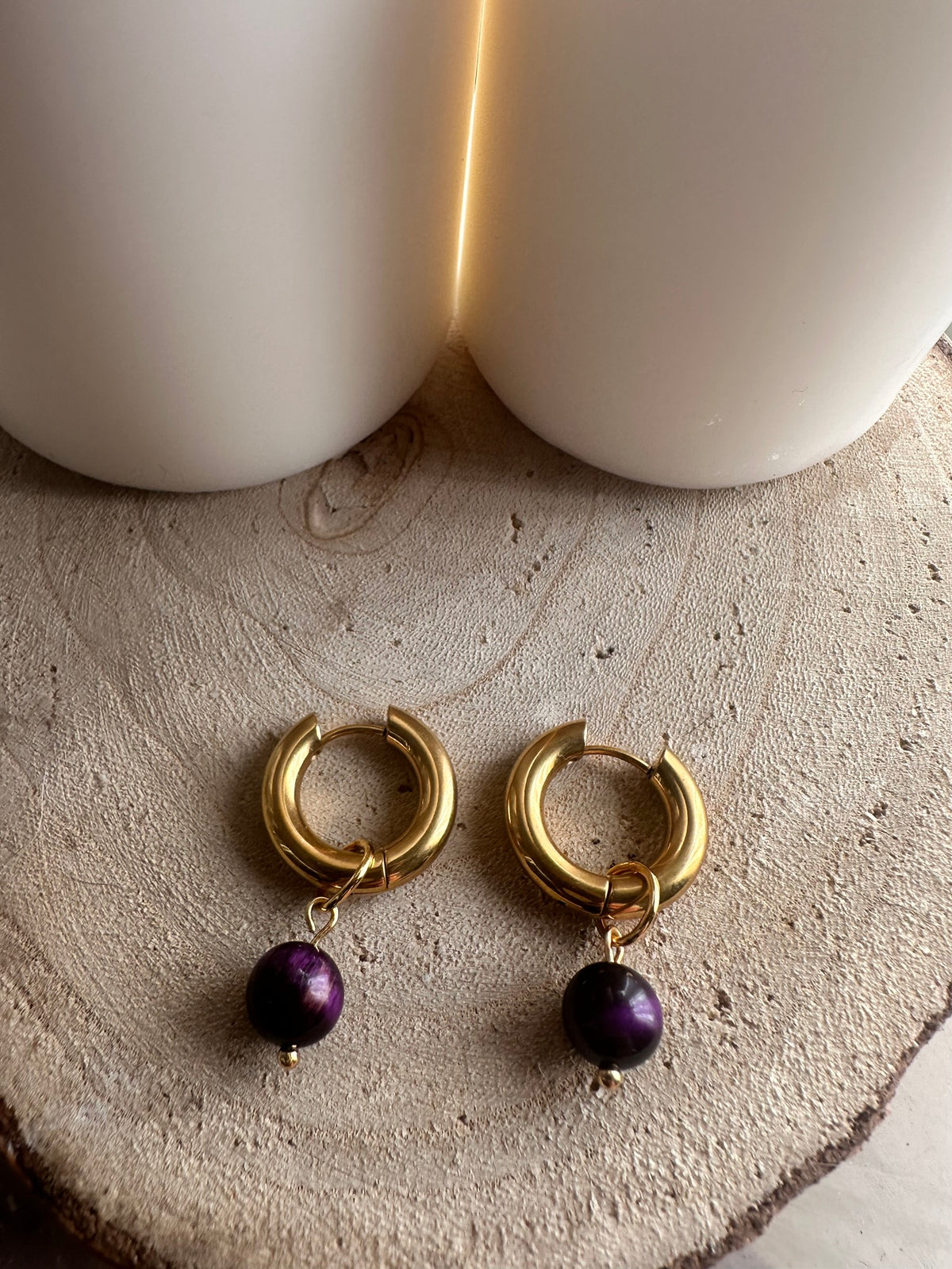 Pendientes Ojo de Tigre Morado - Intuición