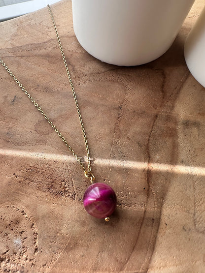 Colgante Ojo de Tigre Magenta - Coraje