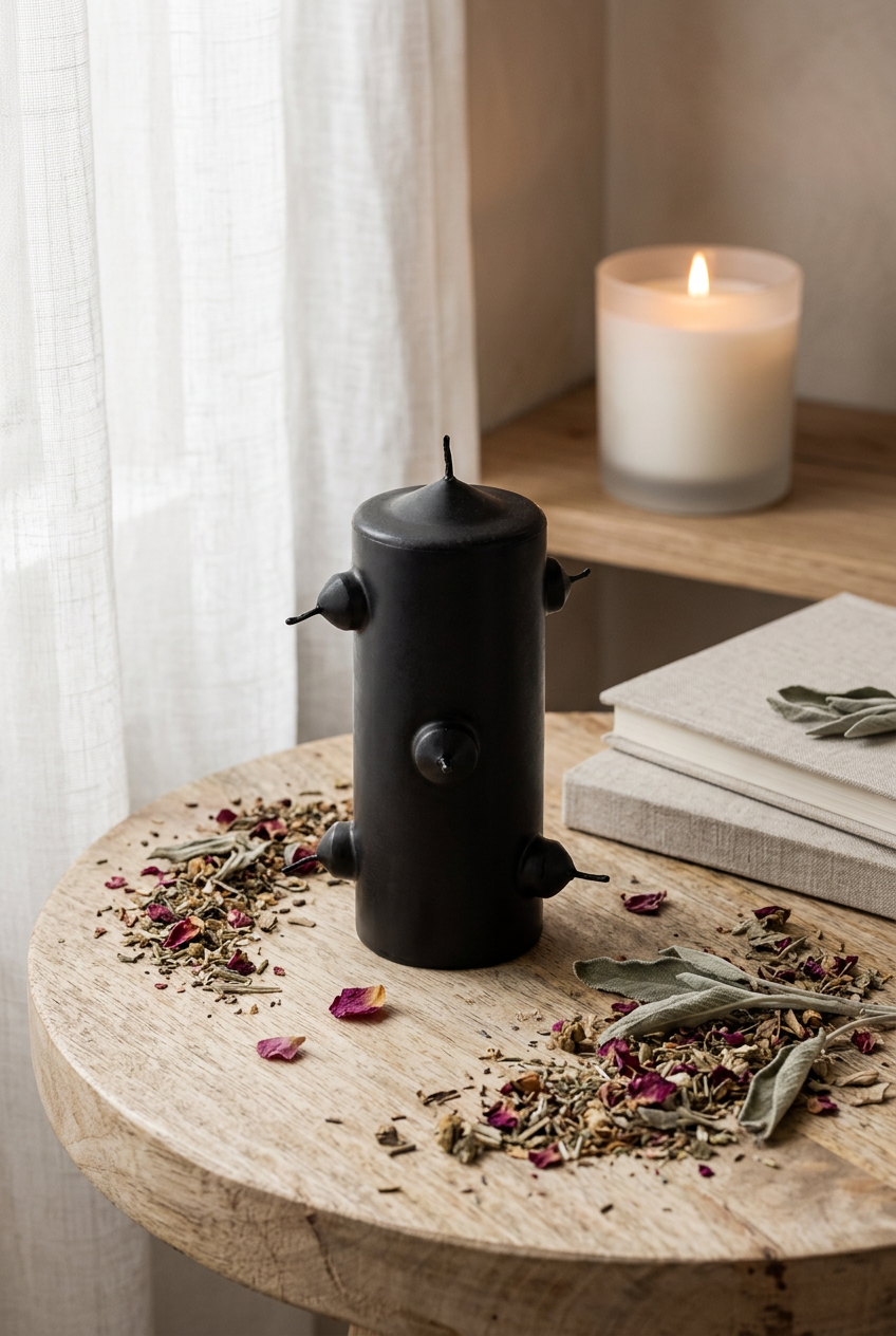 Vela ritual negra estilo Magic Spirituals