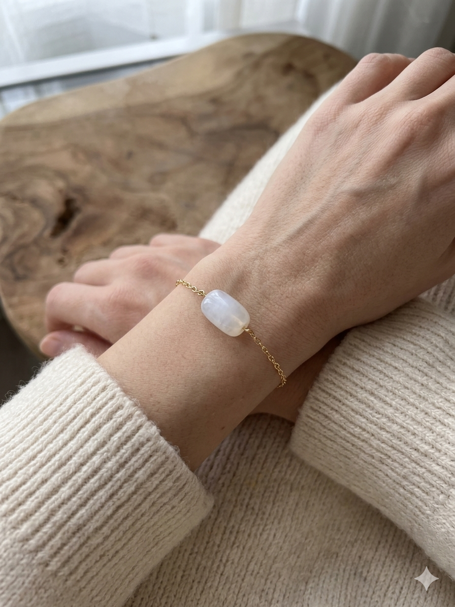 Pulsera de Piedra de Luna: Intuición, Equilibrio de Ciclos y Sabiduría Femenina