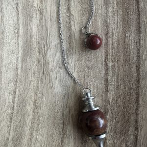 Péndulo de Jaspe Mokaíta Natural: Canalizador de Fuerza Vital, Decisión & Enraizamiento Ancestral